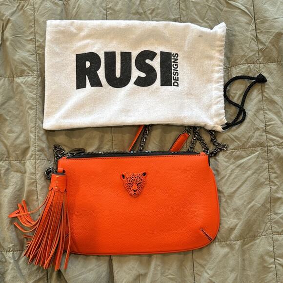 NWOT Rusi Designs Orange Crossbody Chain Purse - Picture 6 of 10